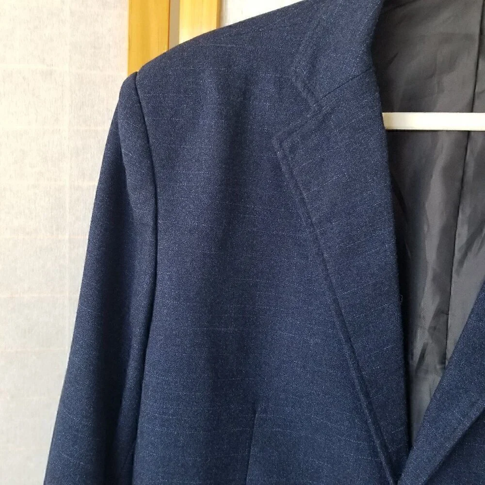 Men's Navy Blue Sport Coat Blazer Two-Button Wool Blend